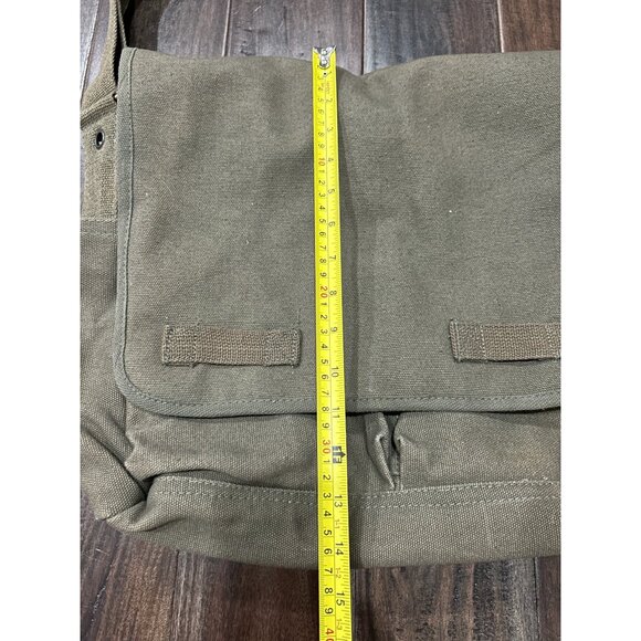 Heavy Duty Canvas Shoulder Messenger Bag Cotton Storage Green Adjustable Strap - Picture 8 of 11